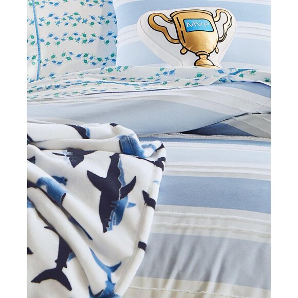 NWT Charter Club Boys Clip Jacquard 2 Piece Comforter Set Blue Twin / Twin XL - Picture 2 of 10